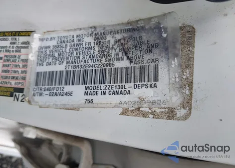 2004 Toyota Corolla S from USA, damaged, VIN 2T1BR32E94C220905